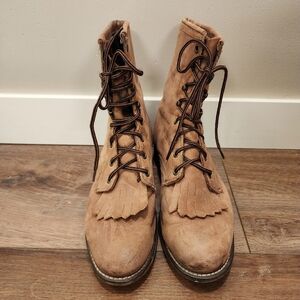 Laredo Packer Boots Leather Lace Up Brown Western Women's size 8